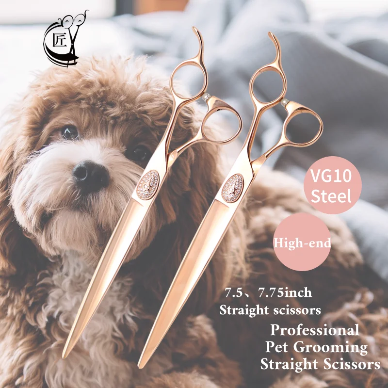 

Crane Dog Scissors VG10 Steel 7.5/7.75 Inch Professional High-end Pet Grooming Pet Straight Scissors For Dog Grooming Shears