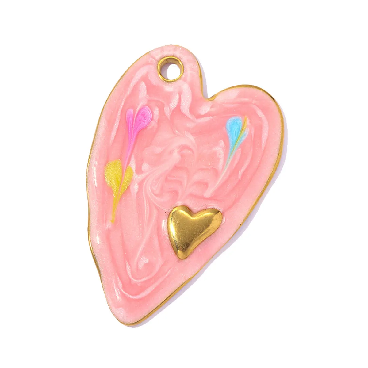3Pcs/Lot Stainless Steel Sun Moon Charms Enamel Heart Pendant For DIY Making Earrings Necklace Fashion Accessories Wholesale
