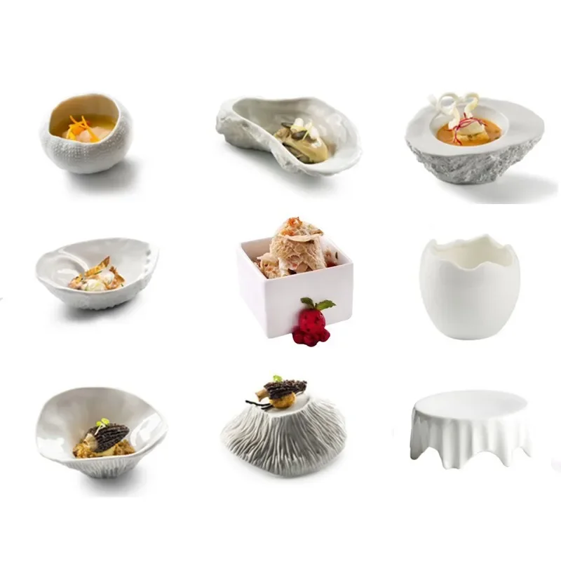 Tableware Dessert Bowl Snack Dish Sea Urchin and Oyster Western Plate Ceramic Mushroom Soup