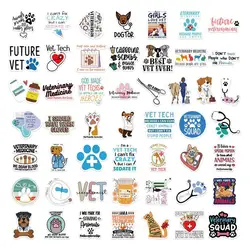 Vet Med Stickers Cute Veterinary Decals Vet Doctor Notebook Material Stickers 50 PCS Waterproof Decals Laptop Accessories For