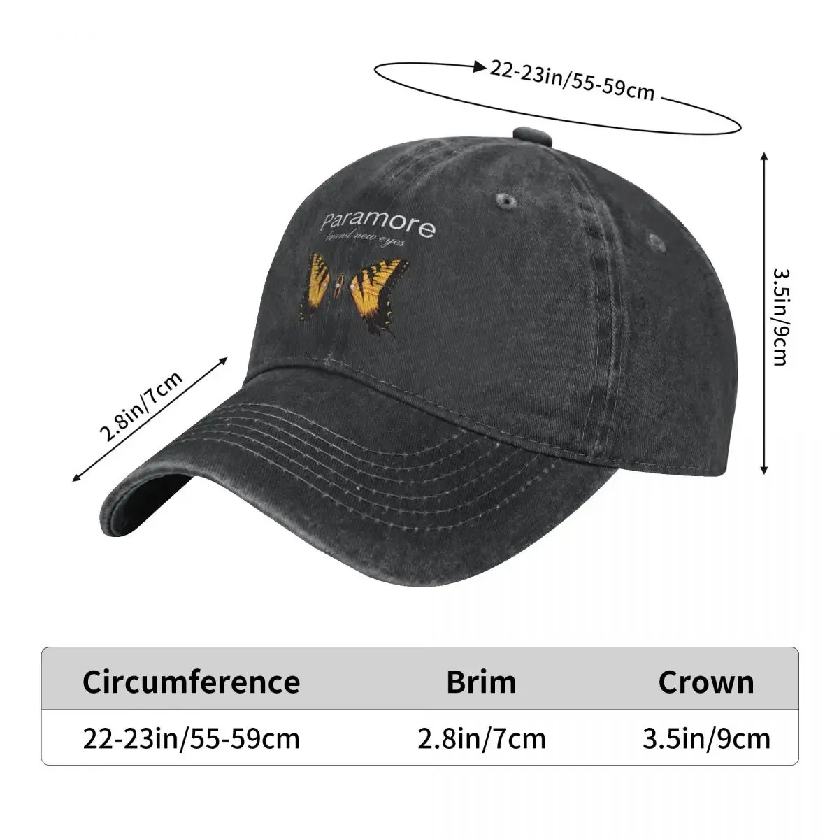 Vintage Paramore Butterfly Logo Baseball Caps for Men Women Distressed Denim Sun Cap Outdoor Workouts Hats Cap