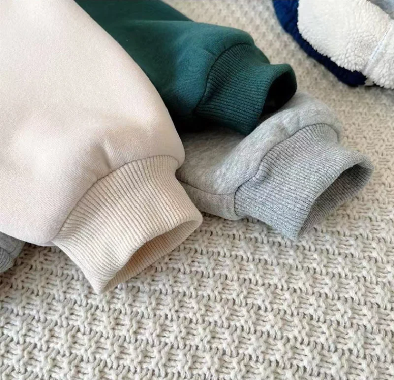 Kinder Fleece-Gefütterte Sets Herbst Jungen Mädchen Dicke Warme Anzüge Baby Sweatshirts+Jogginghosen 2-teilig Winter Kinderkleidung Outfits 2-8 Jahre – Detail 13
