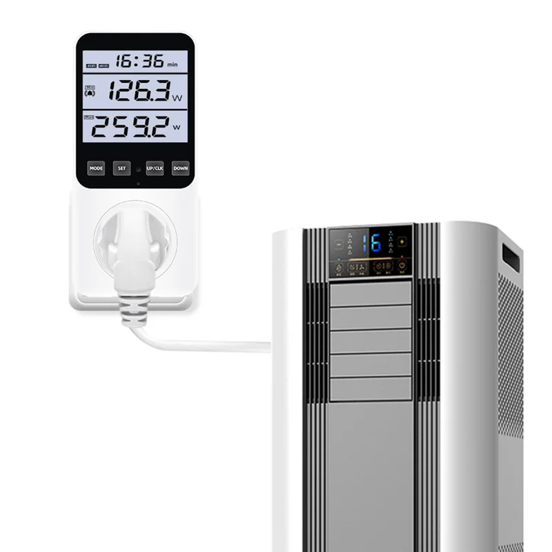 AB08-EU Plug,Digital Energy Meter Wattmeter Socket Voltage Power Consumption AC230V 16A Electricity Analyzer Monitor Tester