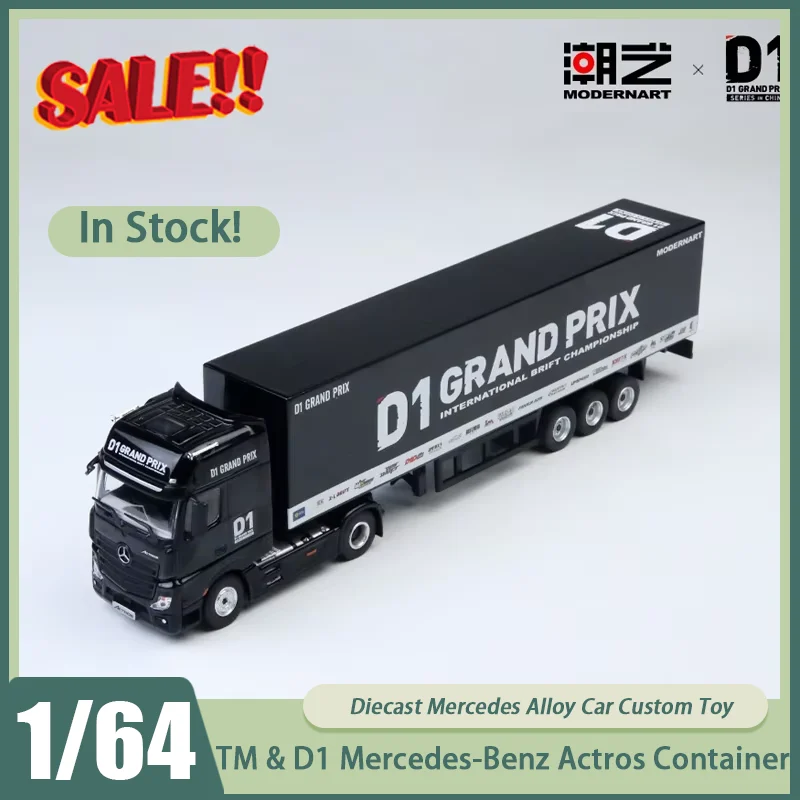 

Новинка в наличии Modernart &D1 1:64 Mercedes-Benz Actros Контейнер для транспортировки Прицеп из сплава Автомобиль Миниатюрный литой под давлением орнамент Игрушка на заказ
