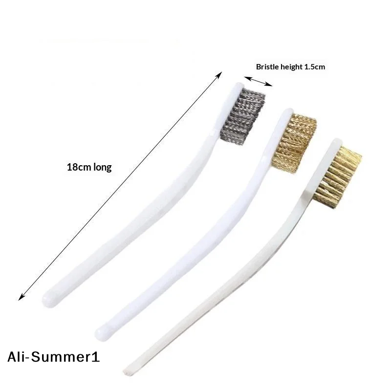 【E】3Pcs Mini Brass Wire Brush Set For Paint Rust Removal Industrial Metal Polishing Burr Cleaning Tool