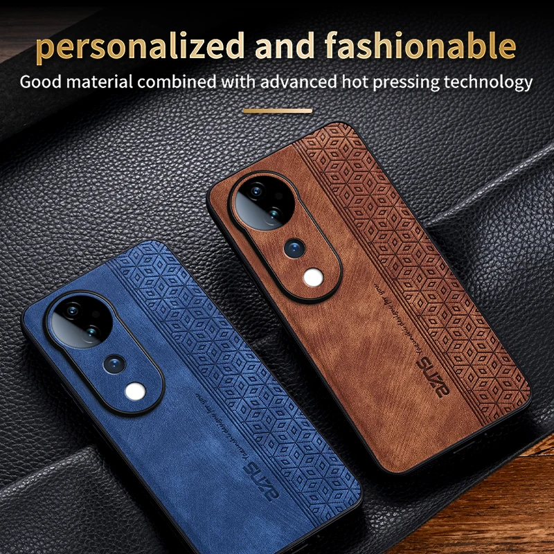 TUP+Luxury Retro 3D Embossed Leather Back Cover For vivo S19 Pro Bumper Coque Fall prevention Phone Case For vivo S19 Pro 6.78