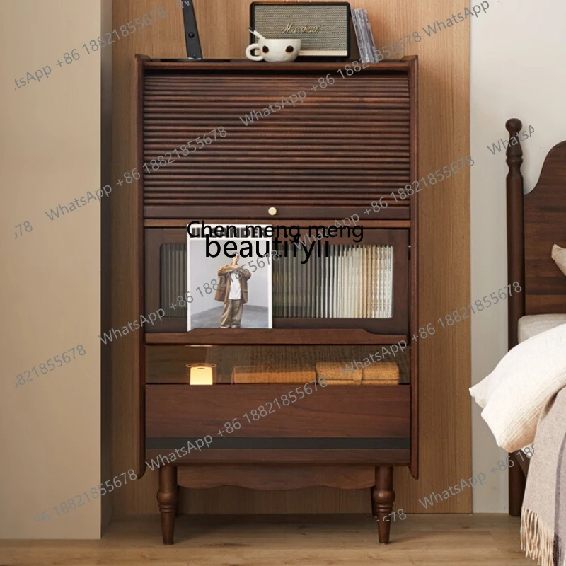 

X Vintage Walnut Color Mid-Century TV Side Cabinet Living Room Solid Wood Storage Wall-Mounted Storage Cabinet