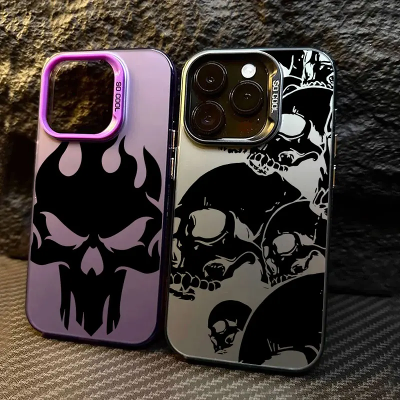 

Black Skull Head Coque For Apple iPhone 17 Air 16e 16 14 15 13 11 Pro Max 15 Plus 12 17 Pro Shockproof Case Phone Cover Bone Art
