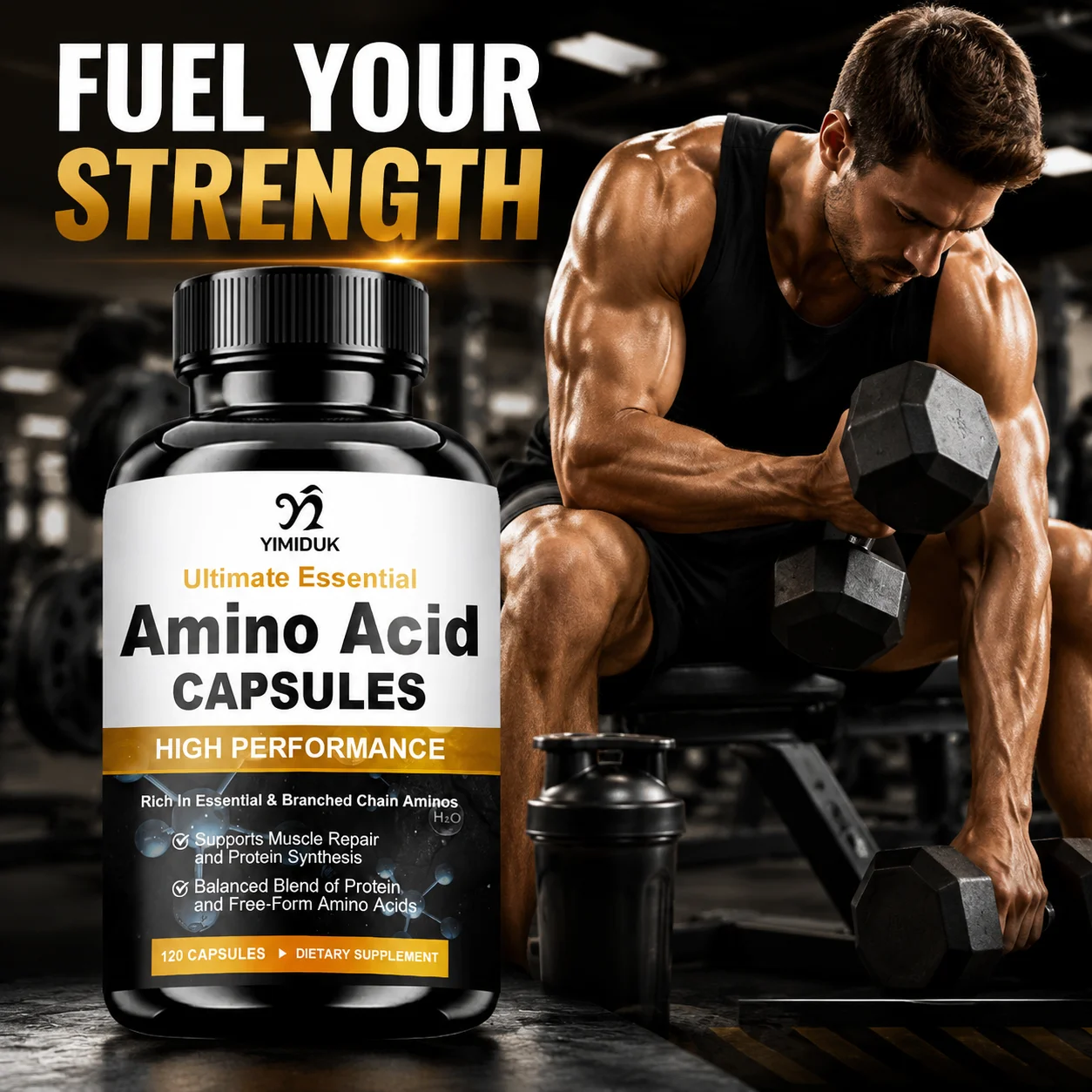 Amino Acid Supplement, Supports Recovery, Balanced Muscle Health, Muscle Mass Increase, Anabolic Activity Support, Gluten Free