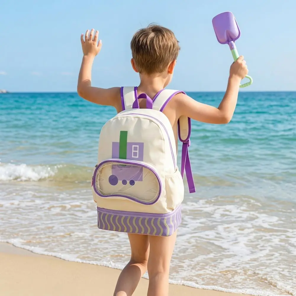 Waterproof Swimming Storage Bag Wet Dry Separation Double-Shoulder Swim Backpack Shoe Compartment Cartoon Design