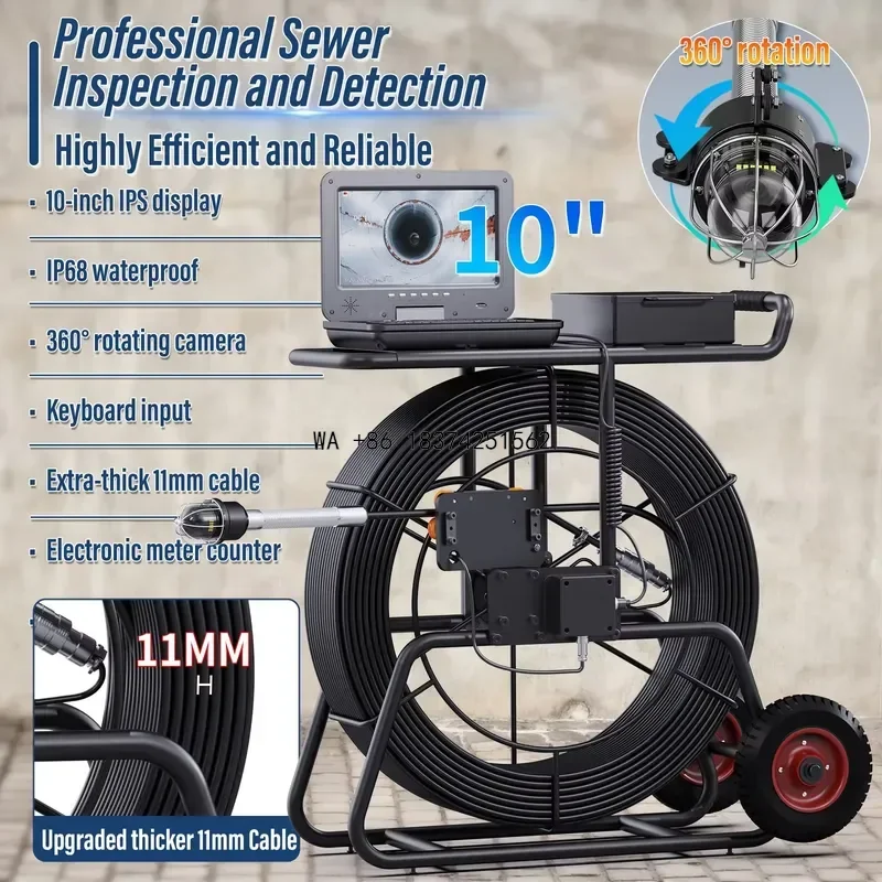 Wmwmnu for 10 Inch IPS Sewer Pipe Inspection 512HZ Self Leveling 360 Rotating Diameter 11MM with Transmitter