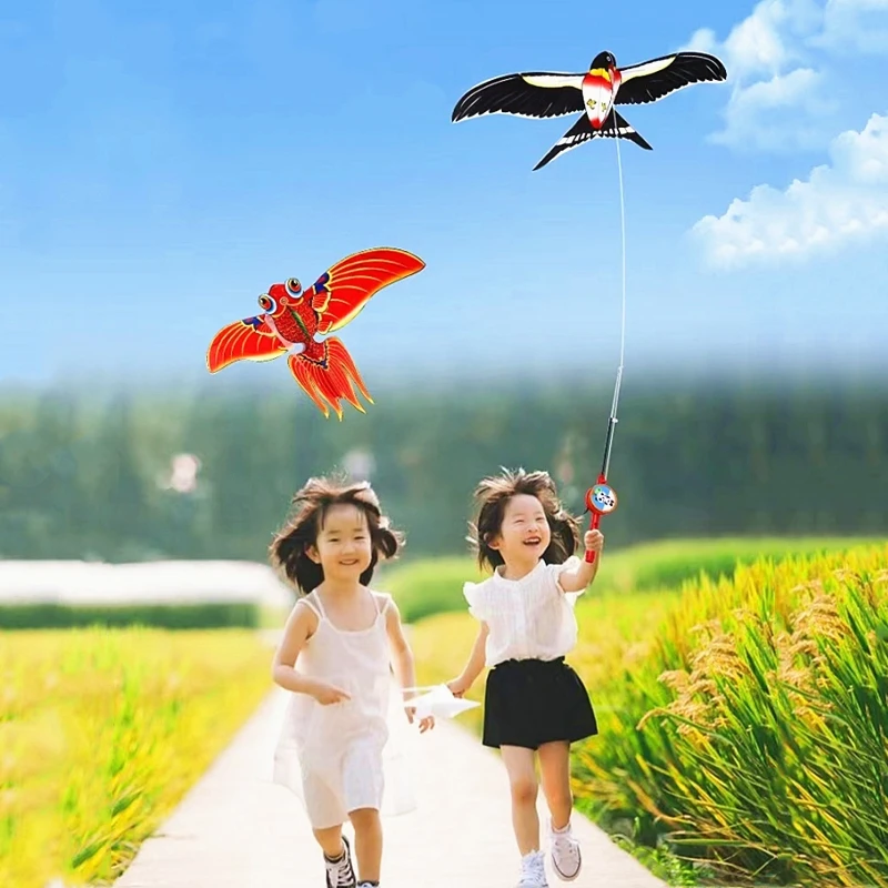 Aquilone per bambini lenza da pesca volante aquiloni in PE Giocattoli da esterno vento aquilone in plastica aquiloni da spiaggia linea farfalla aquilone serpente koi weifang aquilone