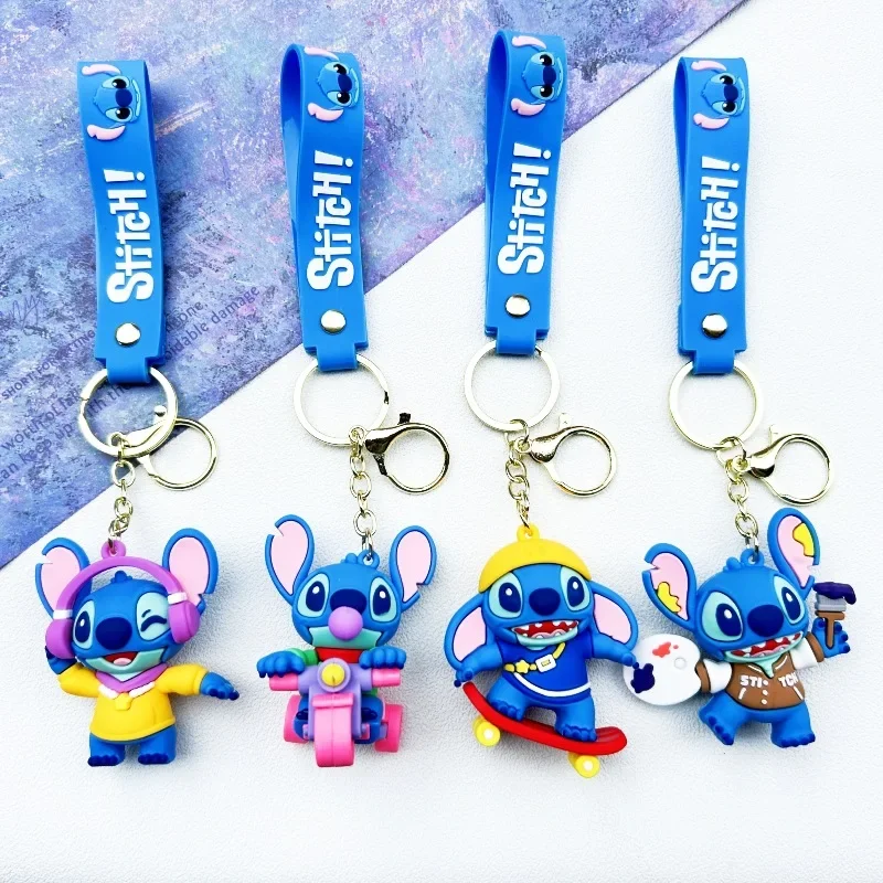 Disney Stitch 3D Doll Cute Cartoon Emoticon Pack Car Keychain Animation Bag Pendant Kawaii Gift