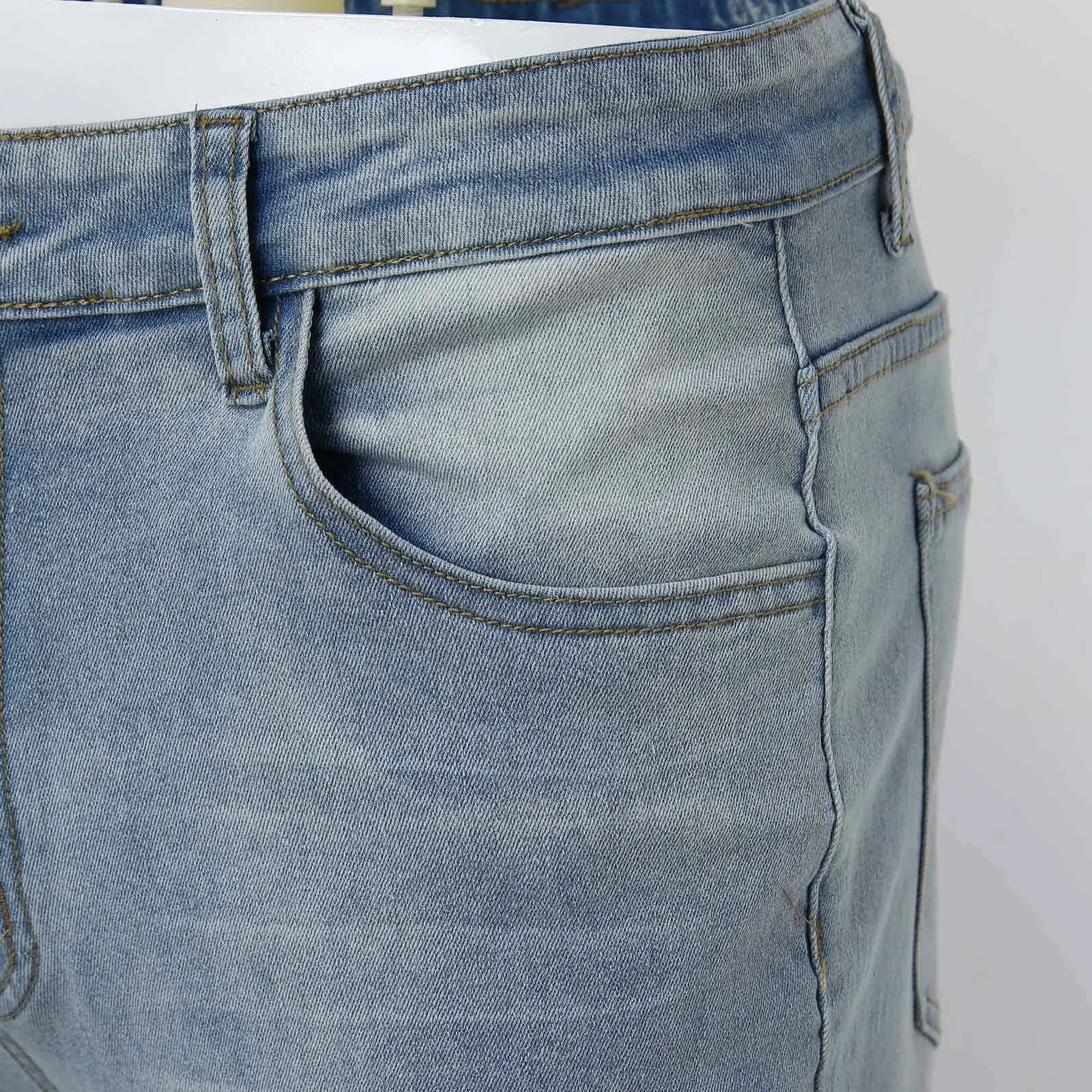 Men's Casual Hip Hop Sports Jeans High Stretch Tight Wash Polished White Fit Zipper Ripped Denim Pants pantalones hombre