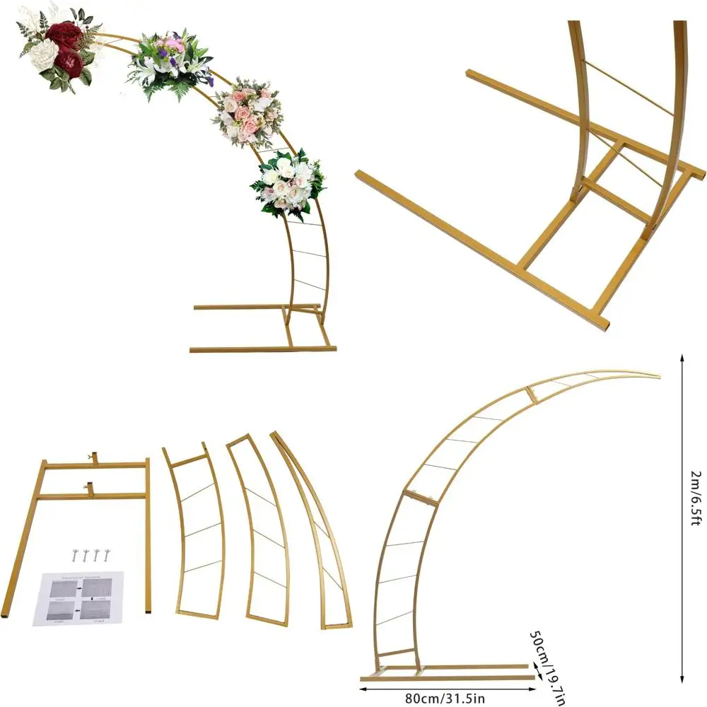 

Металлическая подставка для свадебной арки в форме полумесяца на 6,5 футов, изогнутая рама из углеродистой стали диаметром 20 мм для свадеб, дней рождения и мероприятий