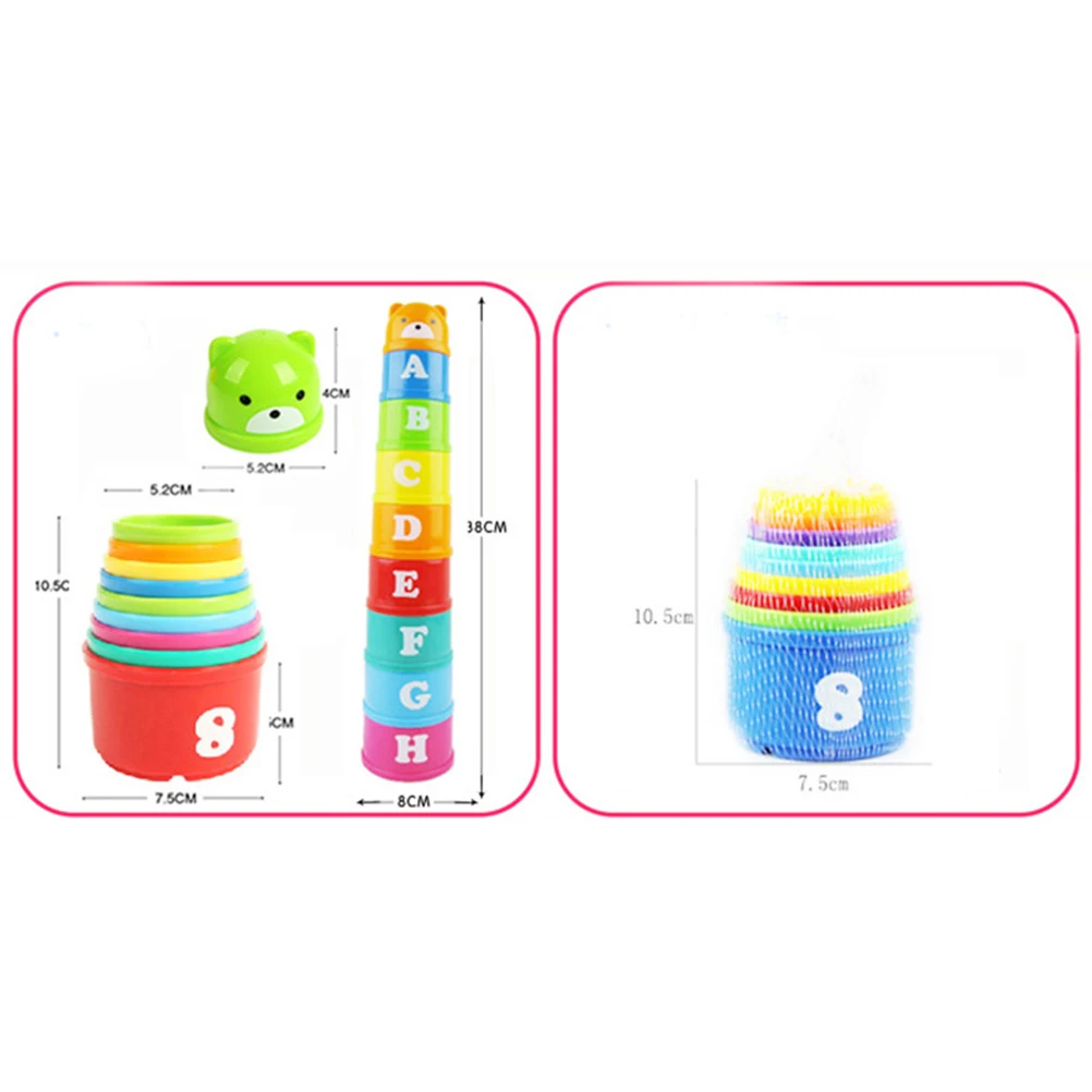 

Educational Stacking Cups for Kids Stacker Toys Foldable Number Learning Infant Montessori Bath Play