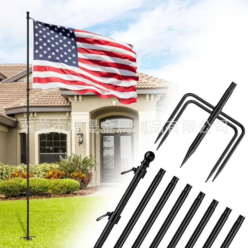 3m Outdoor Flagpole Stand with 5 Prong Base Garden Light String Pole Frame for Yard Patio Decoration Residential Use