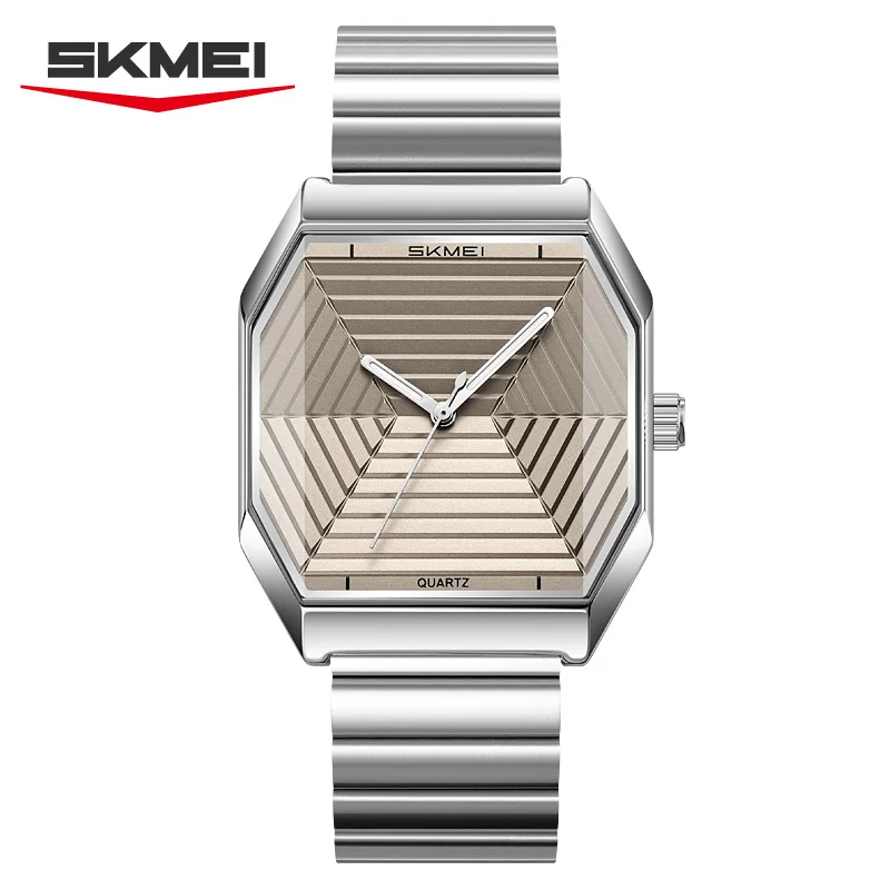 SKMEI 9393 Fashion Quartz Watch Unique Design Stainless Steel Men's Wristwatches Elegant Watches for Men Relógios Masculino