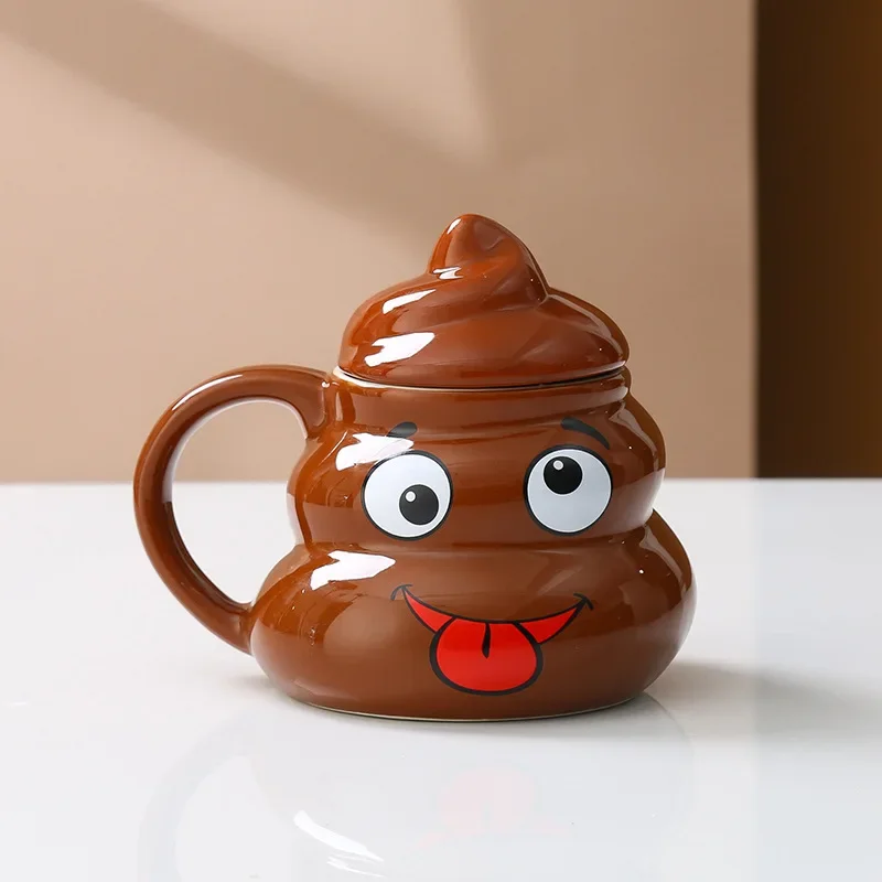 

Funny Poop Coffee Mugs Creative Ceramic CupHousehold Kitchen Milk Cup With Spoon OfficeDrinking Cups High-capacity Water Cups