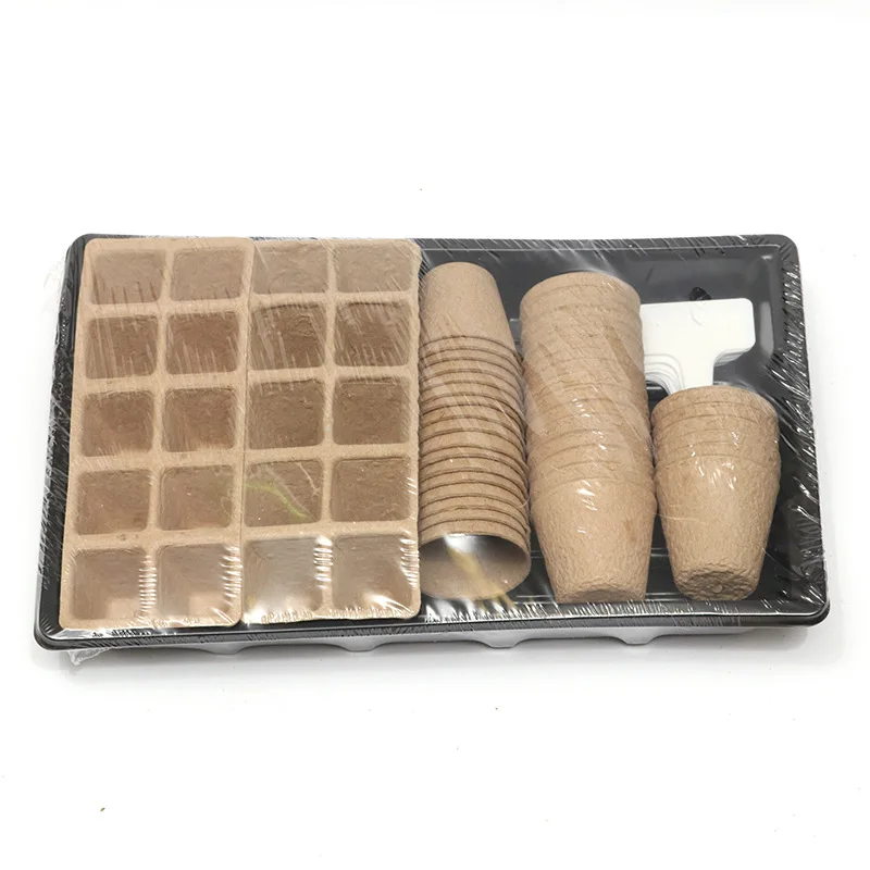 Seedling tray combination set Disposable pulp label paper seedling box Balcony planting Succulent gardening seedling set