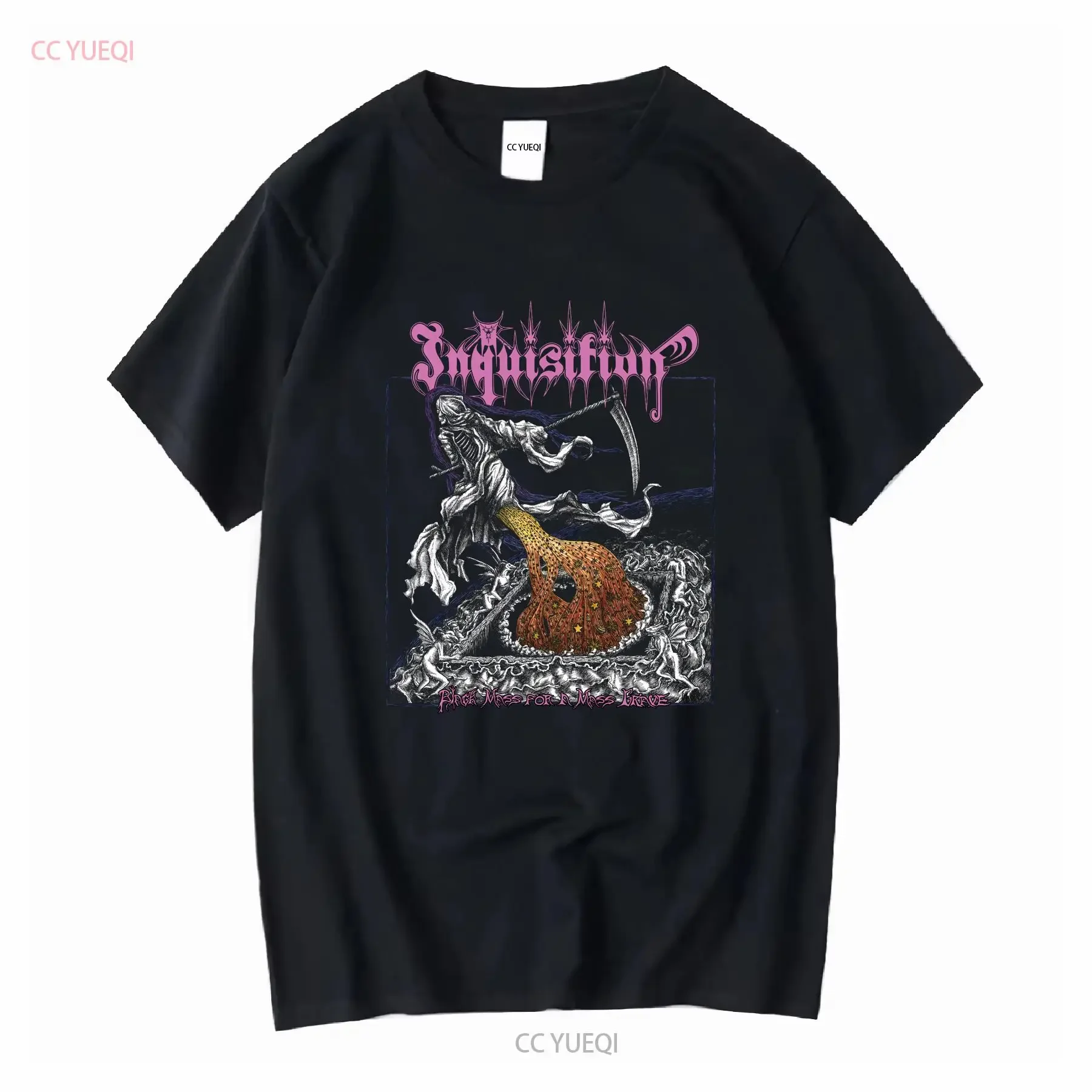 T-shirt Inquisition Black Mass pour hommes et femmes, groupe de métal, TE8293, vintage, délavé, vêtements de créateur, doux, décontracté, élégant
