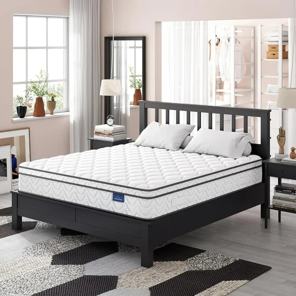 12 inch mixed full mattress, double mattress with memory foam and bagged springs, ergonomically designed and stress relieving