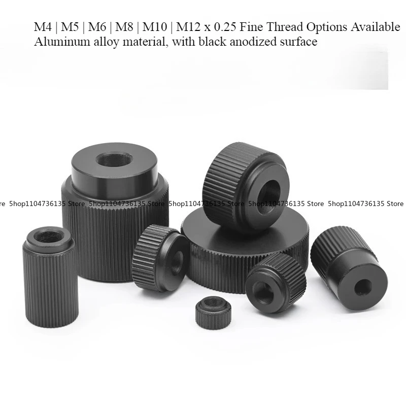 5Pcs Hand Screw Knob External Round Knurled, with M4/M5/M6 Fine Teeth Hand Screw Nut, Aluminum Alloy Stainless Steel view 3