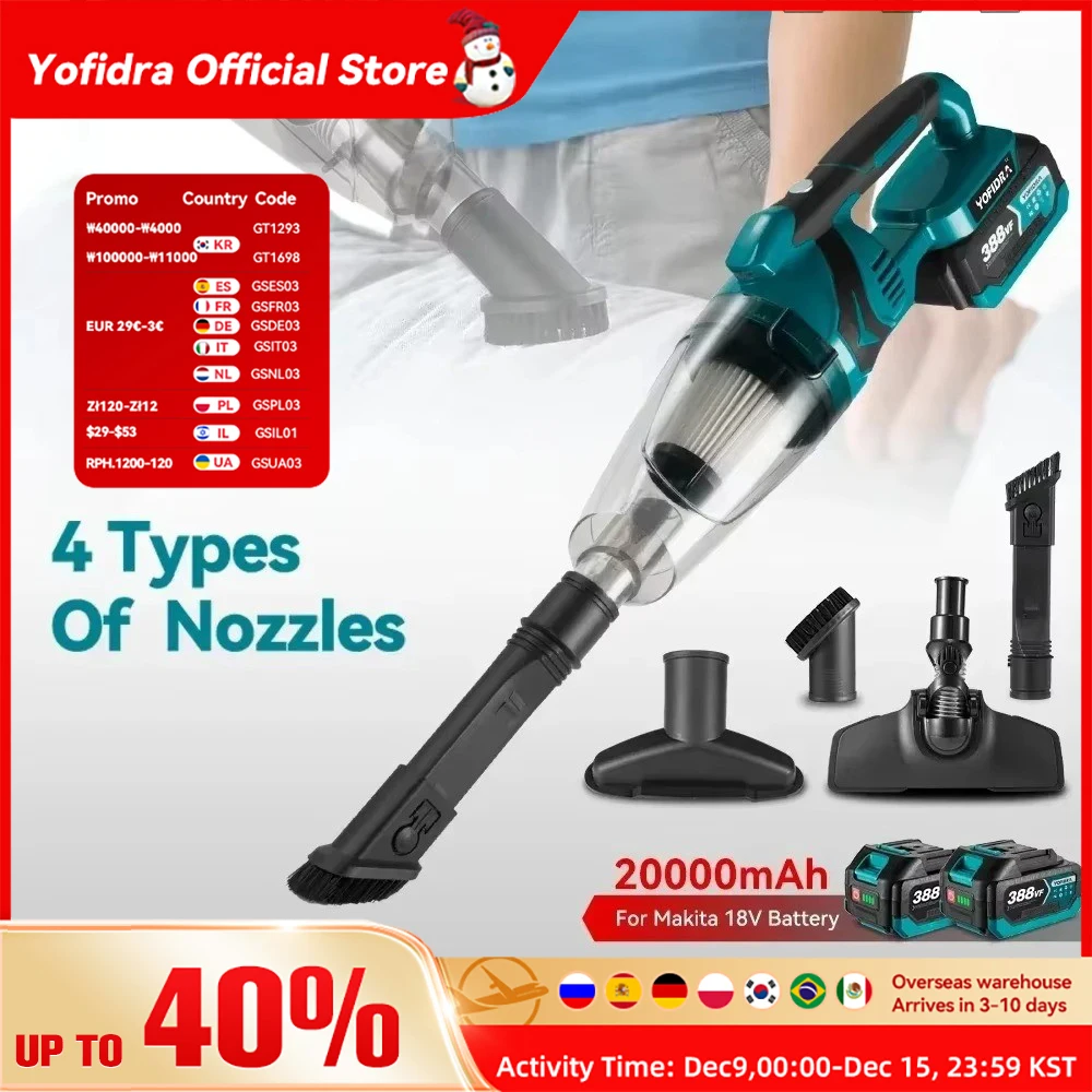 1500W Electric Cordless Vacuum Cleaner Portable Rechargeable Household Industrial Construction Clean Tool For Makita 18V Battery