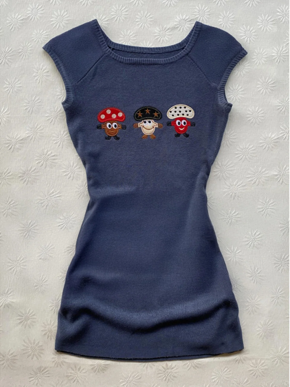 Original azul dibujos animados Patchwork ceñido al cuerpo Dr mujer verano Vintage Retro cintura cosida ort Sve falda de mezcla de algodón