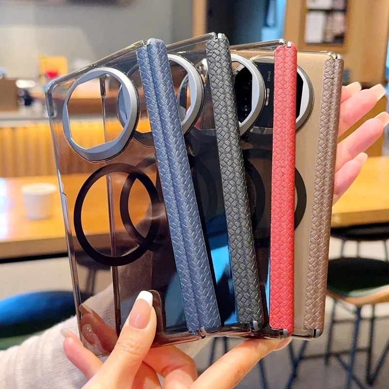 

Fashion Solid Color Leather Folding Transparent Phone Cover for Huawei Mate X7 X6 X5 X3 with Protective Case