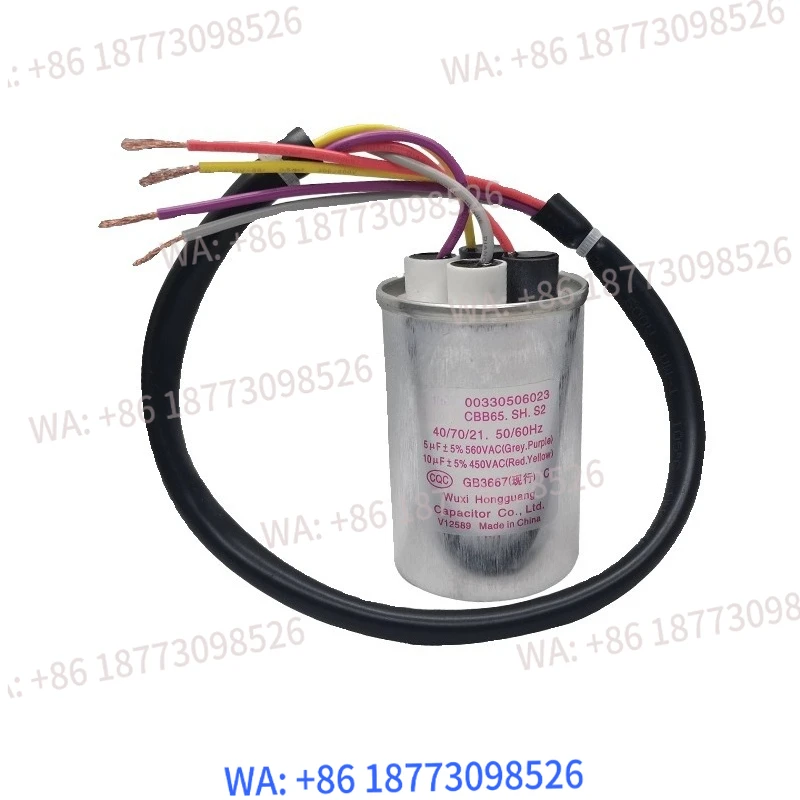 Condensador de arranque de cuatro hilos 10UF+5UF 6023 para lavadora semiautomática de doble tina CBB65