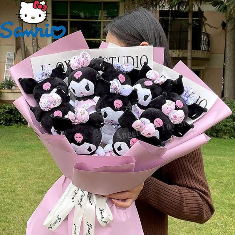 

Плюшевый букет Sanrio большого размера, милый аниме букет из плюшевых цветов в стиле Hellokitty Mymelody Kuromi, Подарочный Подарок на годовщину