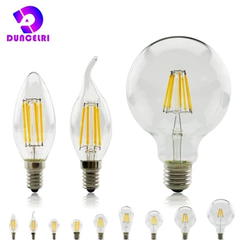 LED Retro Edison Bulb E14 E27 AC 220V 2W 4W 6W 8W Vintage Glass Lamp C35 G45 A60 ST64 G80 G95 G125 Led Filament Light Home Decor
