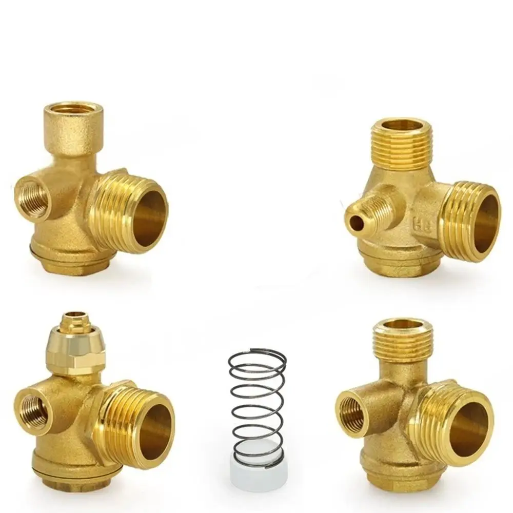 Dental Dentistry Chair Accessories 3 Port Brass Air Compressor Male Threaded Check Valve Tube Connector Tool Spring Seal Ring