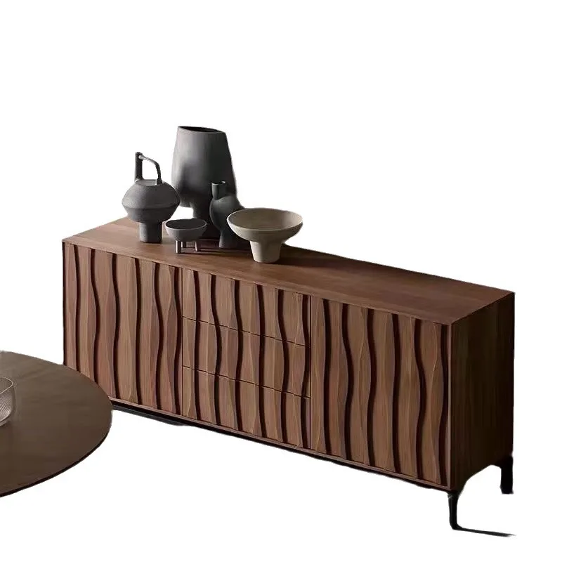 

Wabi Sandy Wind Solid Wood Dining Side Cabinet Coffee Table Entrance Cabinet Locker Designer Integrated Locker Living Room TV Ca