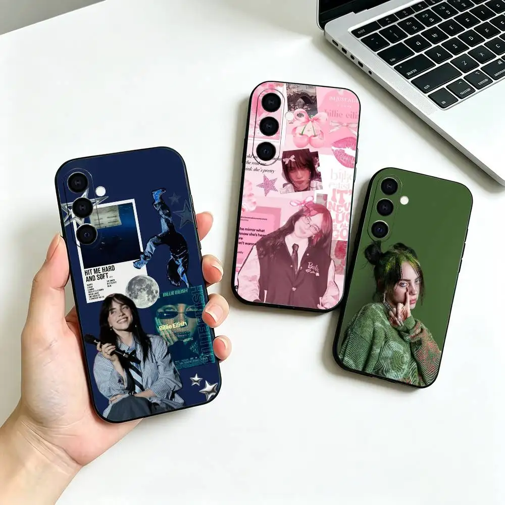 Funda de silicona suave negra para teléfono con diseño de la joven cantante pop B-Billie -E-Eilish para Samsung Galaxy A73, A42, A72, A70, A53, A52, A51