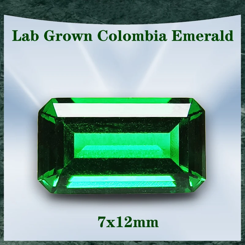 

Lab Grown Emerald Selectable AGL Certificate Rectangle Shape Hydrothermal Colombia Size 7x12mm for Diy Jewelry Making Materials