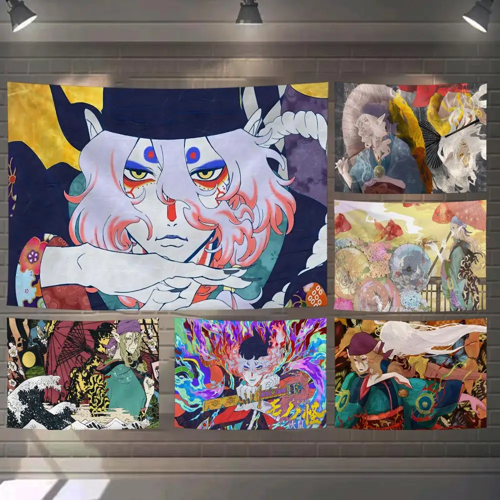 M-Mononoke K-Kusuriuri Anime Tapestry Custom Living Bedroom Party Dormitory Interior Wall Bohemian Decoration Attached Clip