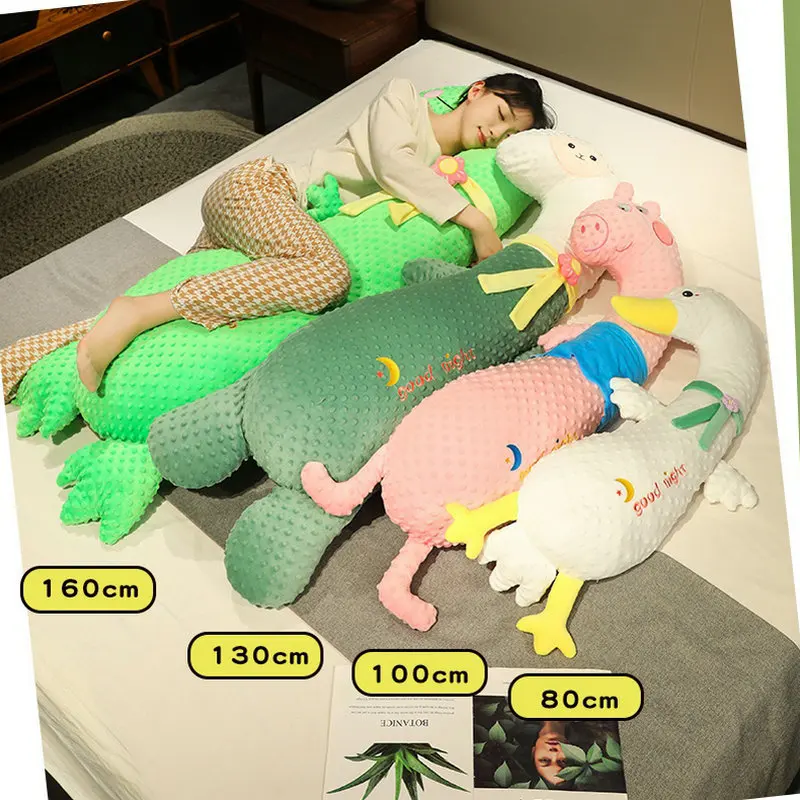 80-160cm Lovely Giant Frog Duck  Plush Toy Long Sleepping Forest Animal Pillow Creative Birthday Xmas Gifts