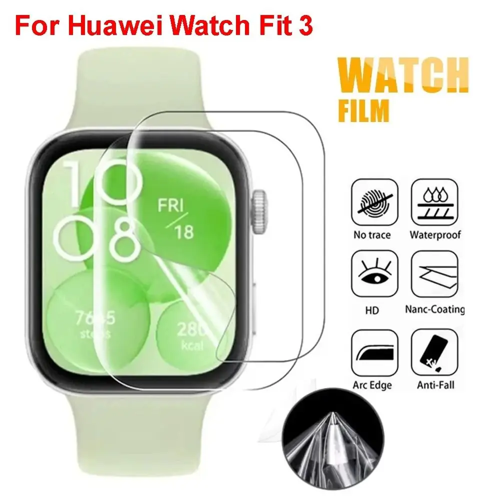 2Pcs TPU Protective Films Clear Anti-Scratch Screen Protector Full Coverage Smart Watch for Huawei Watch Fit 3