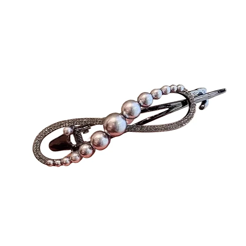 

Pearl back head hairpin women's headdress twist clip autumn and winter duck bill hairpin one-word clip disc hair grab clip