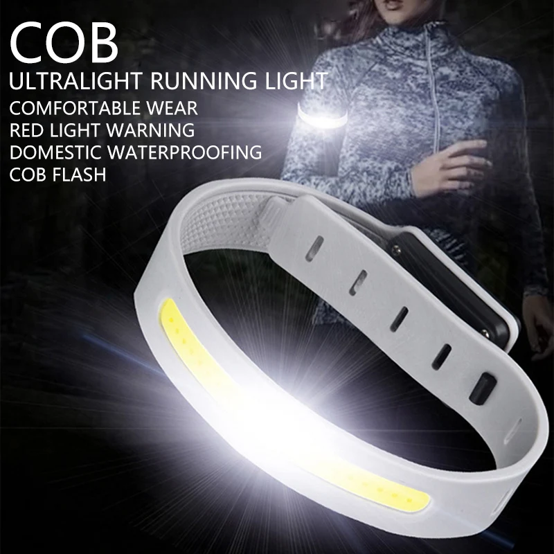 Nueva pulsera de luz para correr COB ultraligera, impermeable y resistente al sudor, ajustable de tres niveles para mayor comodidad