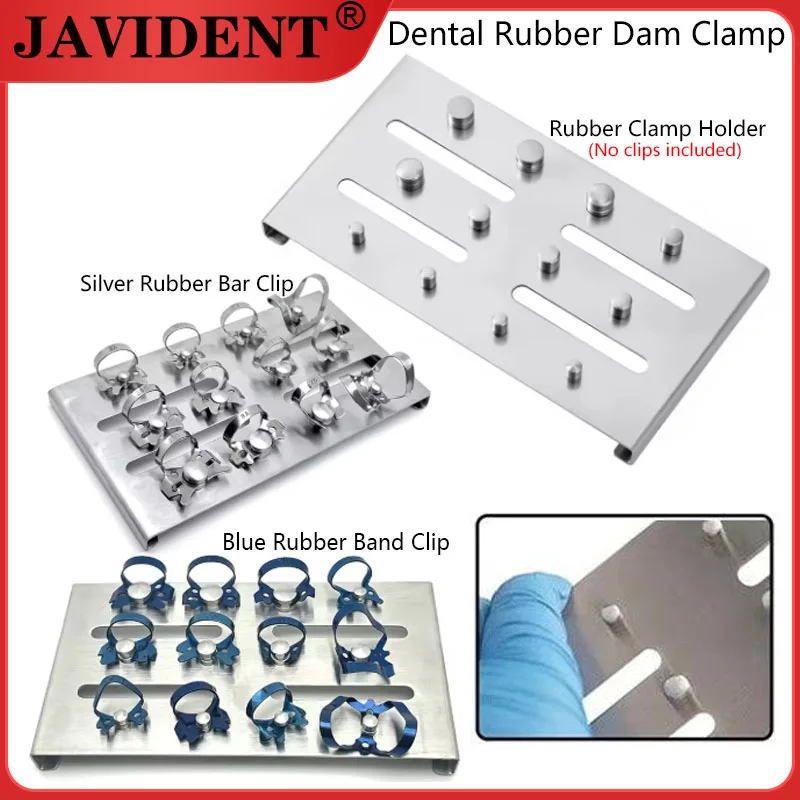 

Dental Rubber Dam Clamp Set Stainless Steel Placement Tray High-Temperature Sterilization Resistant Oral Instrument Set