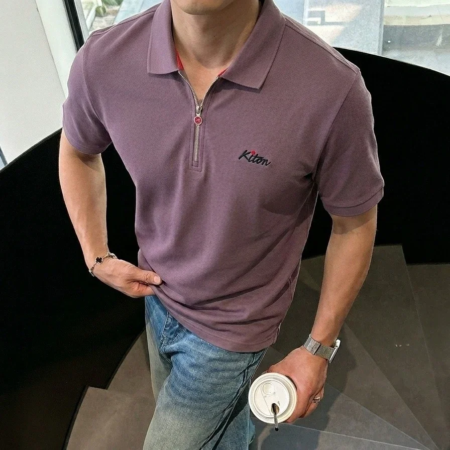 Kiton 2026s Classic Fashion Men's Horse Cotton Fabric Short Sleeve Polo Shirt