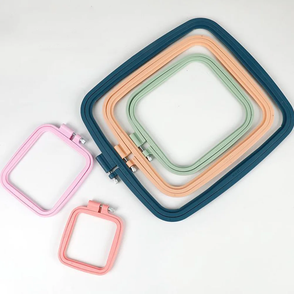 

3pcs Square Embroidery Hoop Cross Stitching St Reusable Rings Adjustable Hoops Frame Craft Sewing Smooth Plastic DIY Gift