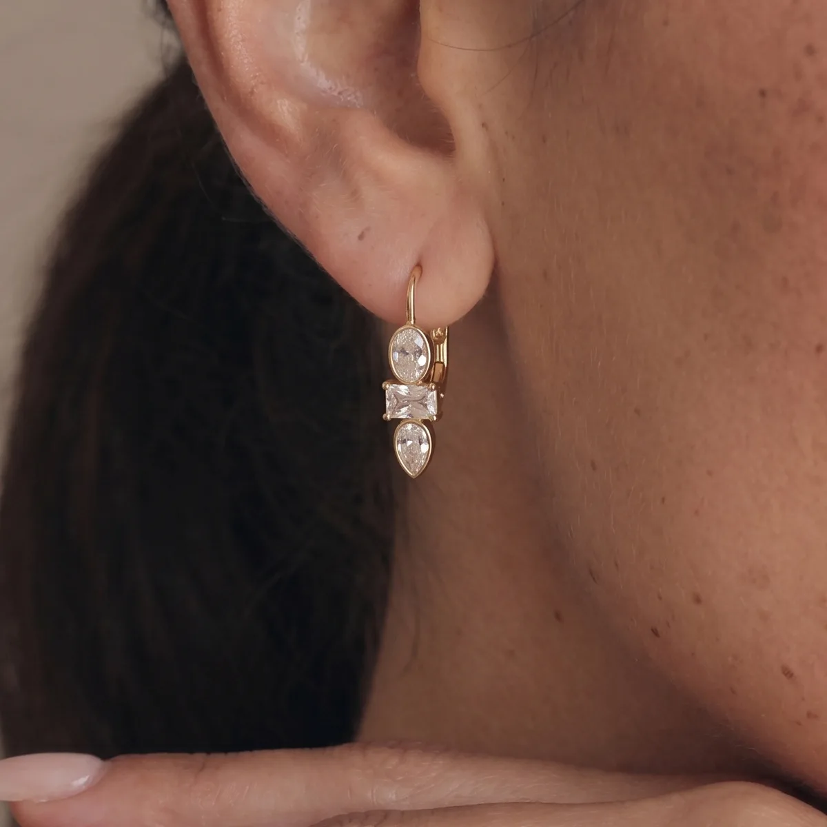 Statement Stainless Steel Geometric Hoop Earring for Women Minimalist Oval Rectangular Zircon Earrings Elegant Jewelry Gift