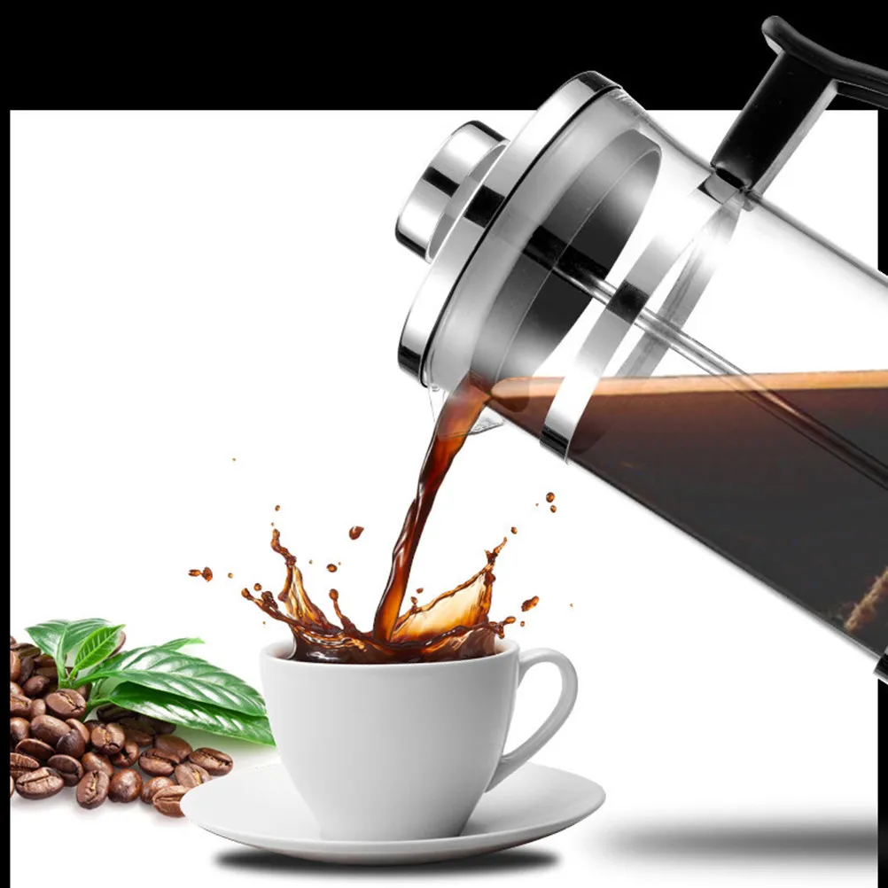 Double Layer Stainless Steel Coffee Filter Pot 600Ml Manual Press Tea Kettle Heat Resistant Filter Teapot Fashion Coffee Pot