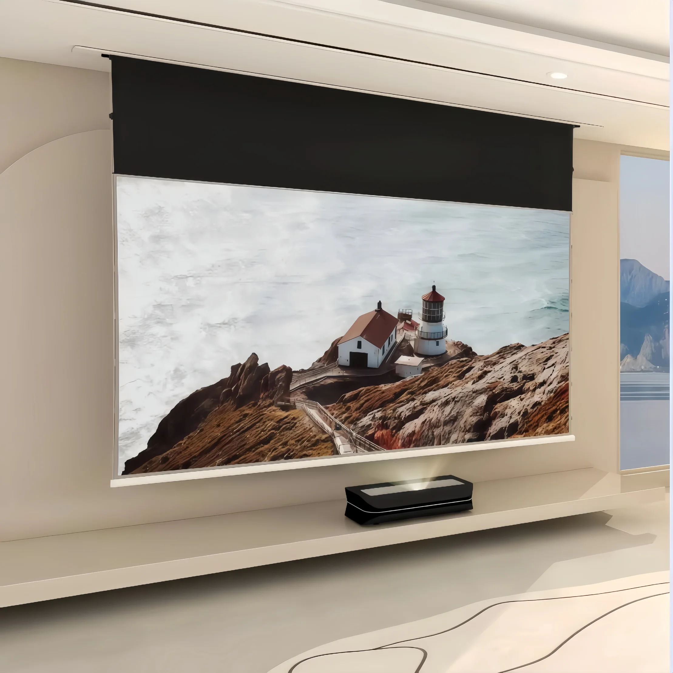 MIVISION 100 ~ 120 Ceiling-Recessed Electric ALR Screen for Ultra Short Throw Projectors