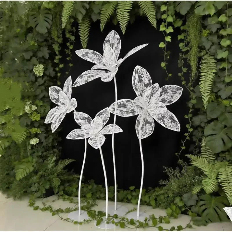 

Premium 6Pcs Lace Floral Butterfly Faux Flower Wedding Backdrop Net Handmade Prop Engagement Baby Shower Stage Decor