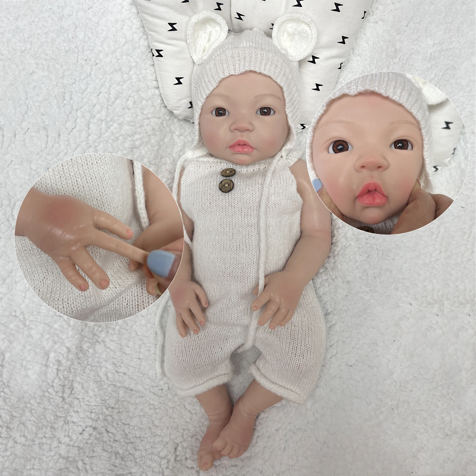 

Attyi 18 Inch Lifelike Reborn Baby Doll Full Body Solid Silicone Realistic Newborn Baby Girls Doll bebes rerbon silicona